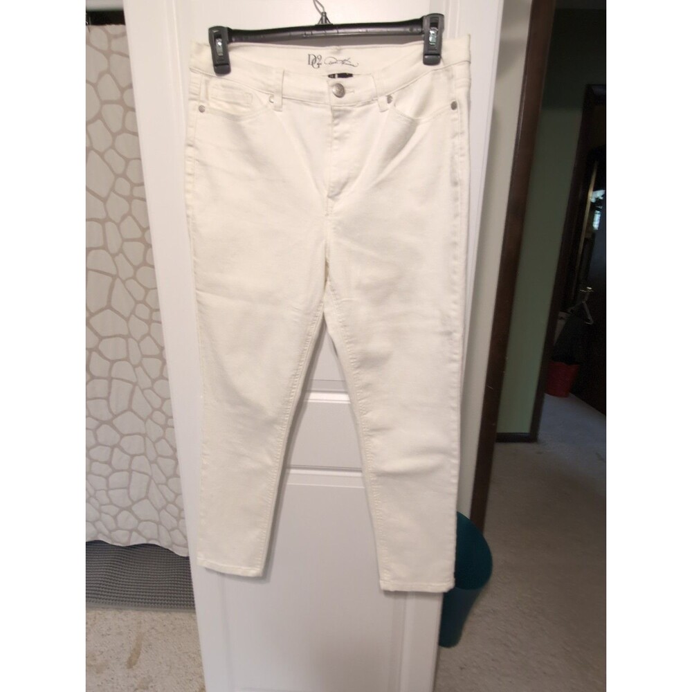 Diane Gilman DG2 Ivory Super Stretch Knit Denim Skinny Jeans